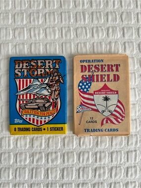 Vintage from early 90’s Trading Card Packs - 
Gulf War and NFL cards.